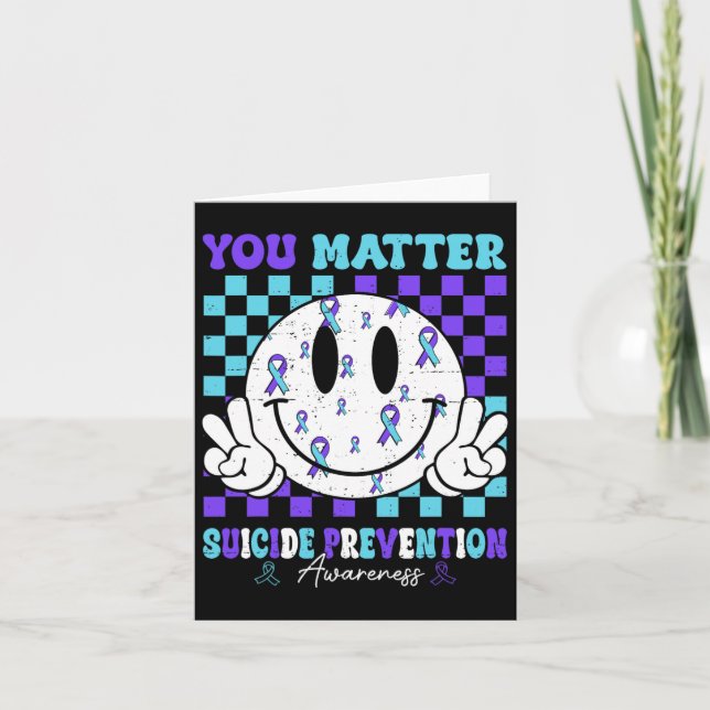 You Problem Teal Purple Ribbon Suicide Prevention  Card (Front)