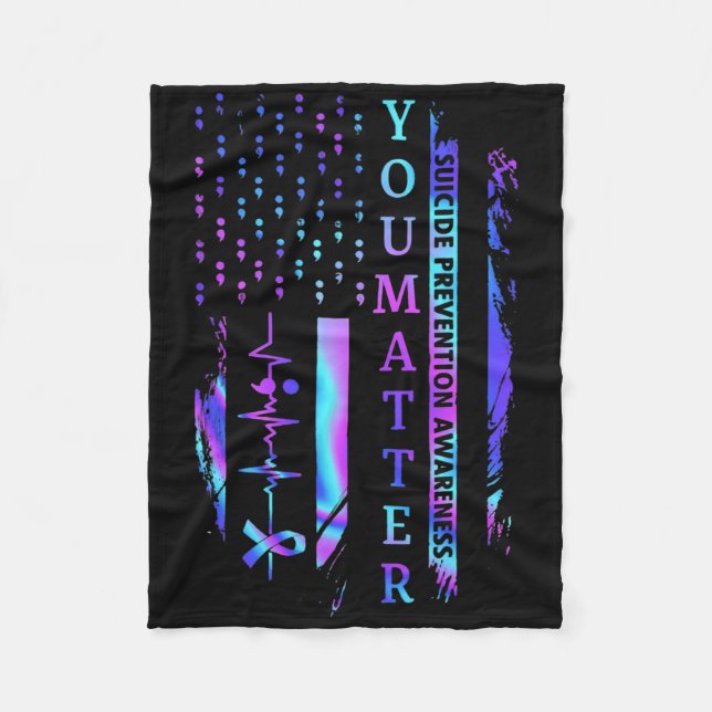 You Problem Tie Dye Suicide Prevention Awareness  Fleece Blanket (Front)