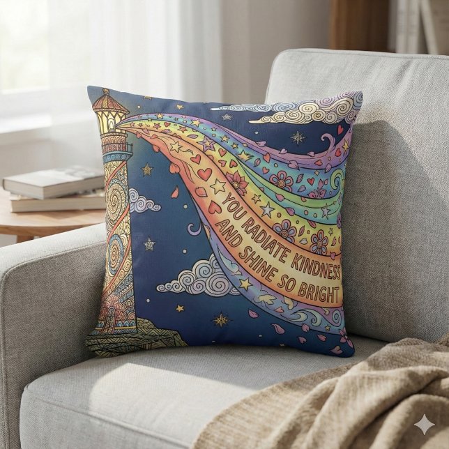 You Radiate Kindness Photo Throw Pillow (Empower someone special with this, "You radiate kindness and shine so bright" photo pillow!)