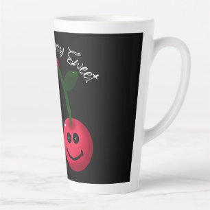 You’re Cherry Sweet Typography, Cute Cherry Pun Latte Mug