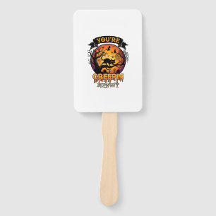 You Re Creepin Meowt Halloween Black Cat Full Moon Hand Fan