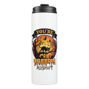 You Re Creepin Meowt Halloween Black Cat Full Moon Thermal Tumbler