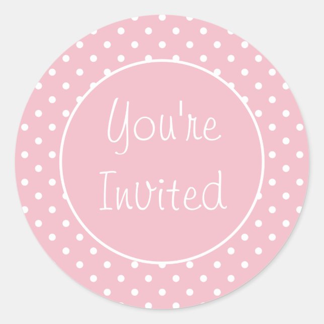 You’re Invited Pale Pink Polka Dot Envelope Seal (Front)