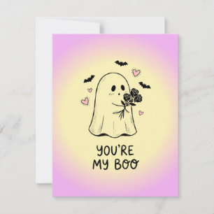 You’re My Boo Kawaii Cute Ghost Valentine Holiday Card