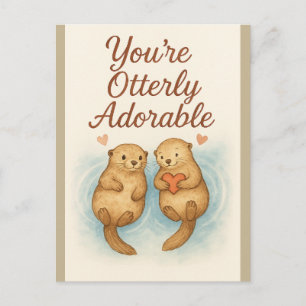 You’re Otterly Adorable – Cute Watercolor Otters Holiday Postcard