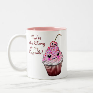 “You’re the Cherry on my Cupcake!” Kawaii Mu Two-Tone Coffee Mug