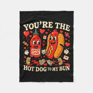 You’re The Hot Dog To My Bun Funny Valentine Coupl Fleece Blanket