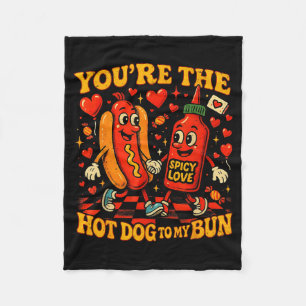 You’re The Hot Dog To My Bun Funny Valentine Coupl Fleece Blanket