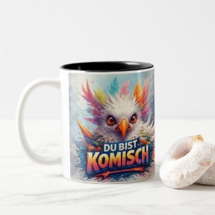 You’re Weird – Colorful Bird Humor Art Two-Tone Coffee Mug