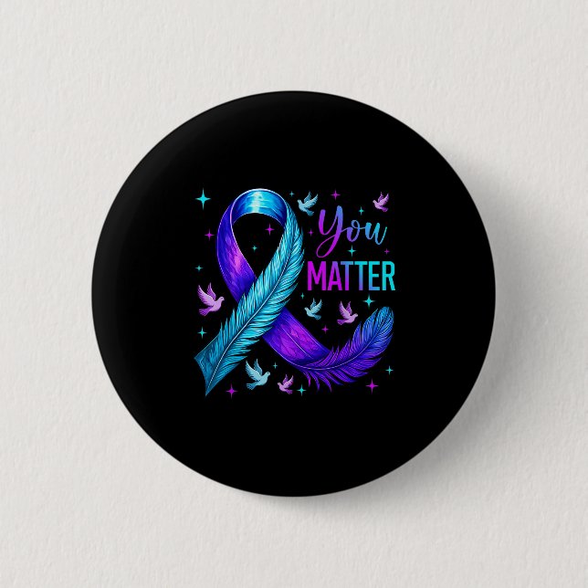 You Ribbon Bird Suicide Prevention Awareness  2 Inch Round Button (Front)