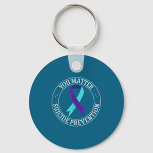 You Ribbon Teal & Purple Suicide Prevention Aw Keychain