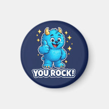 You Rock Blue Monster Thumbs Up Star Badge