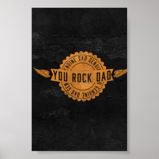 You Rock Dad Orange Black Emblem Poster