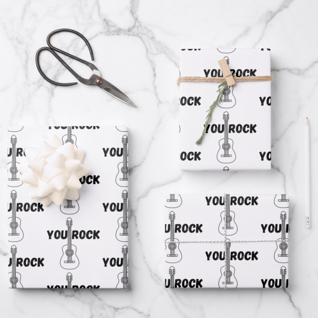 You Rock Guitar Wrapping Paper Sheets (Front)