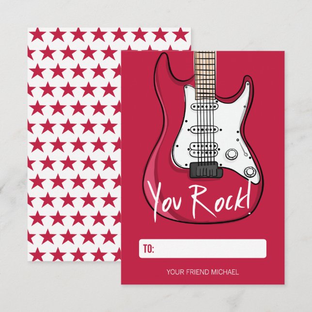 You Rock Kids Classroom Valentine Card (Front/Back)
