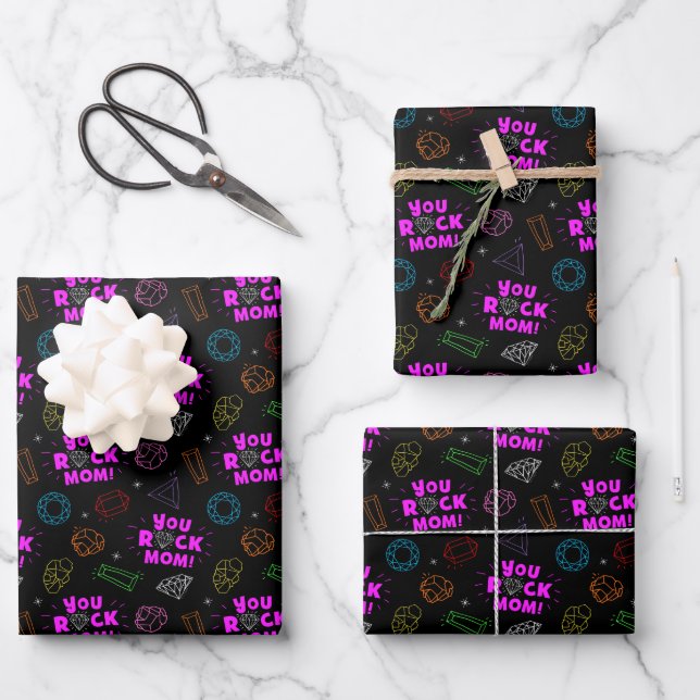 You Rock Mom Gemstone Pattern Wrapping Paper Sheet (Front)
