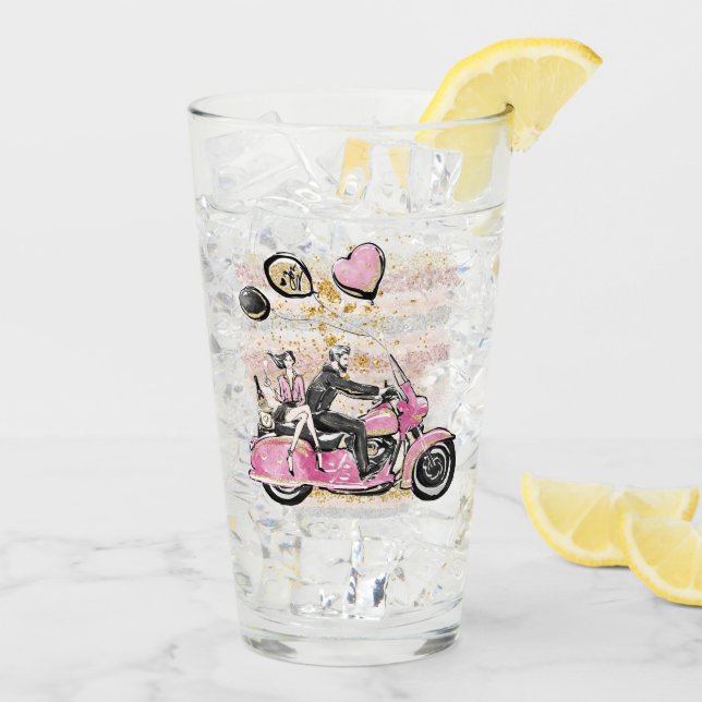 You Rock My World | Couple Motorcycle Sublimation Glass (Back Ice)