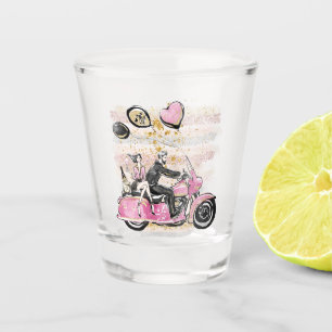You Rock My World Couple Motorcycle Sublimation Shot Glass
