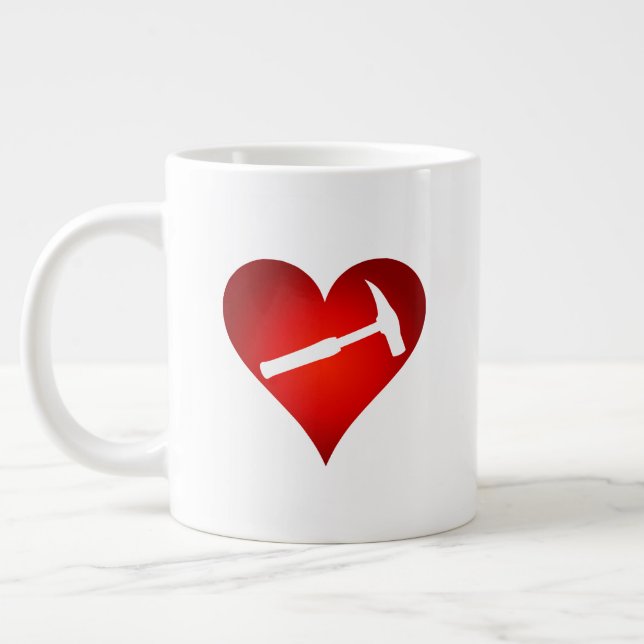 You Rock My World: Rock Hammer Heart Large Coffee Mug (Left)