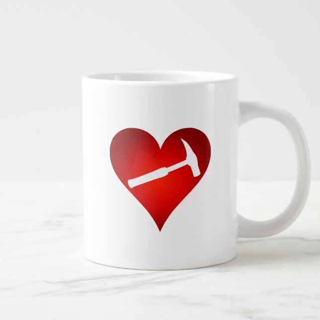 You Rock My World: Rock Hammer Heart Large Coffee Mug (Right)
