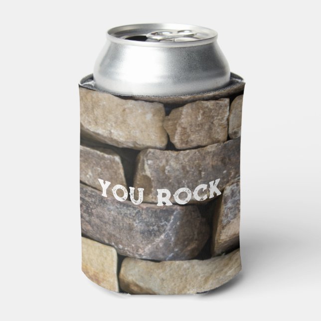 You Rock Stone Wall Stacked Rocks Custom Text Can Cooler (Can Front)