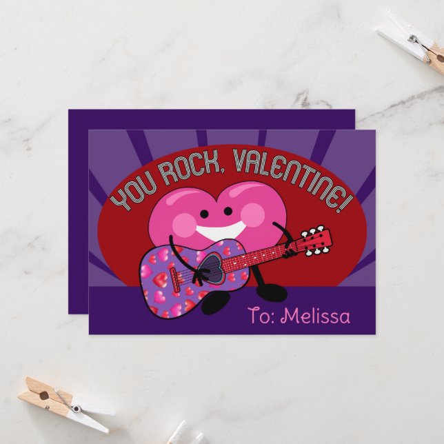 You Rock Valentine Personalized Heart Guitar Guy (Front/Back In Situ)