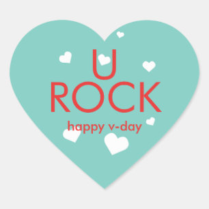 You rock Valentine's day red blue heart Sticker