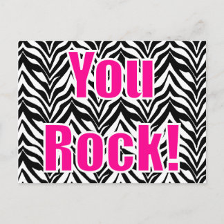 You Rock! Zebra Print Postcard