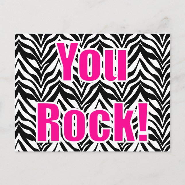 You Rock! Zebra Print Postcard (Front)
