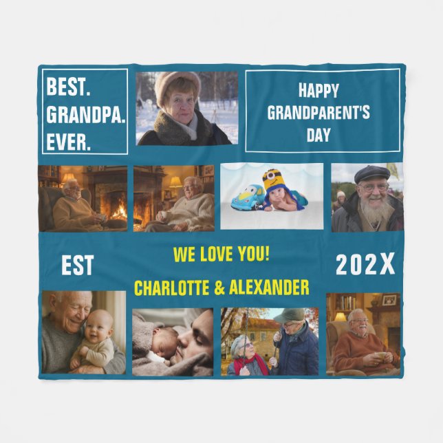 You said: Best Grandpa Ever Photo Collage  Fleece Blanket (Front (Horizontal))
