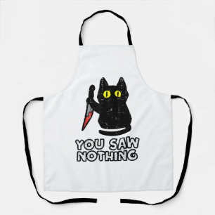 You Saw Nothing Black Cat Funny Halloween Apron