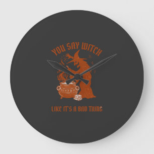 You Say Witch Halloween Magic Cauldron Large Clock