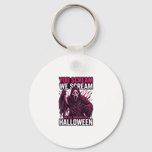 You Scream We Halloween Ghostface Bloody Knife Keychain