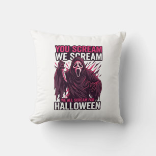 You Scream We Halloween Ghostface Bloody Knife Throw Pillow