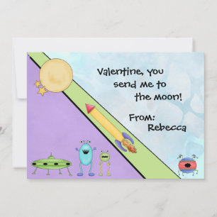 You Send Me To The Moon Valentines Classroom Holiday Card