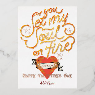 You Set My Soul On Fire Gothic Heart Valentine Foil Holiday Card