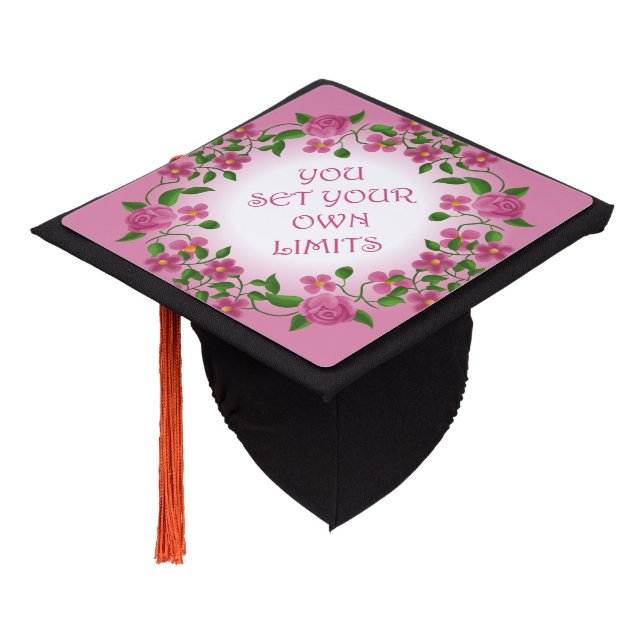 You Set Your Own Limits floral graduation cap (Angled)