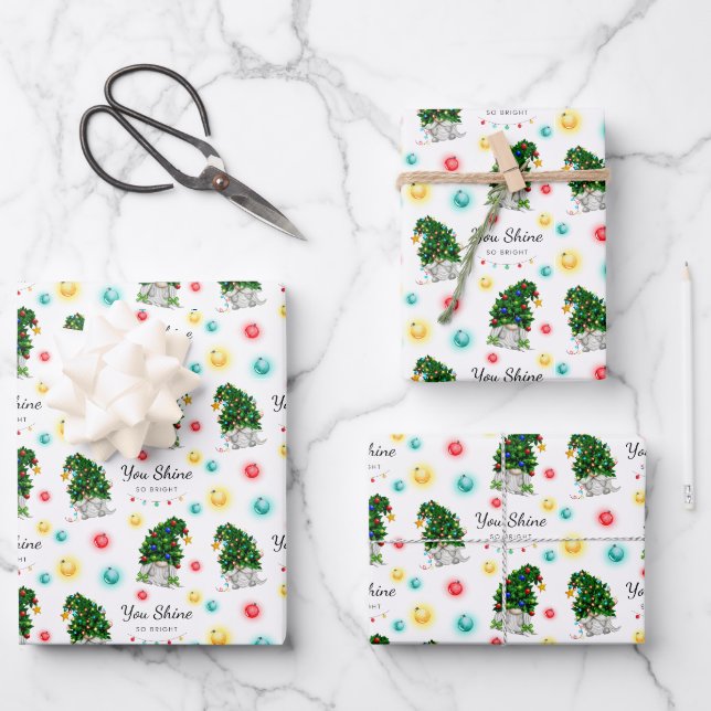 You Shine So Bright Gnome Wrapping Paper  (Front)