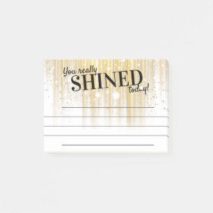 You shined today employee recognition award note