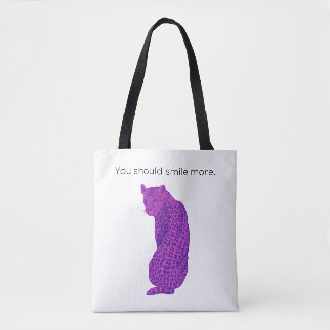 You Should Smile More Big Cat Shoulder Bag (Front)