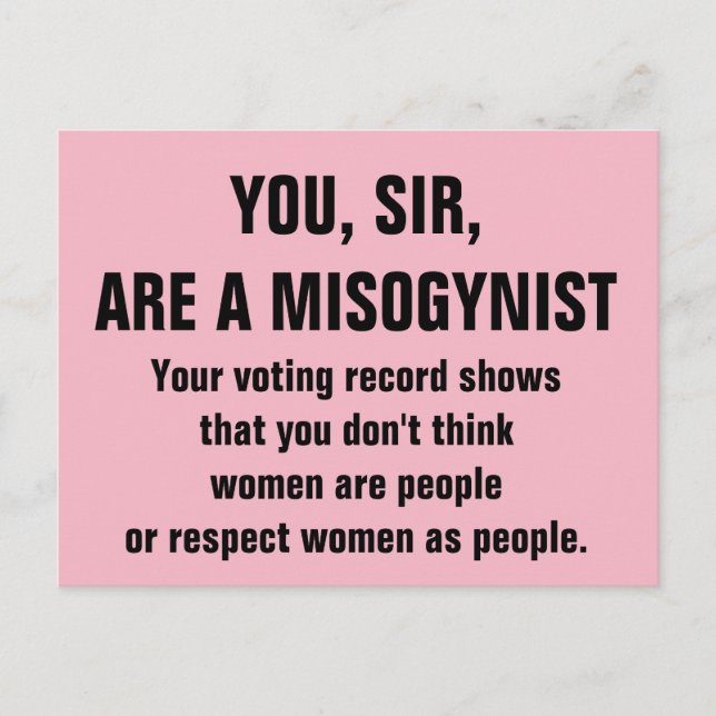 You, Sir, Are a Misogynist Postcard (Front)