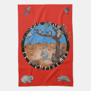 You snow its Christmas - Aussie outback tea towel