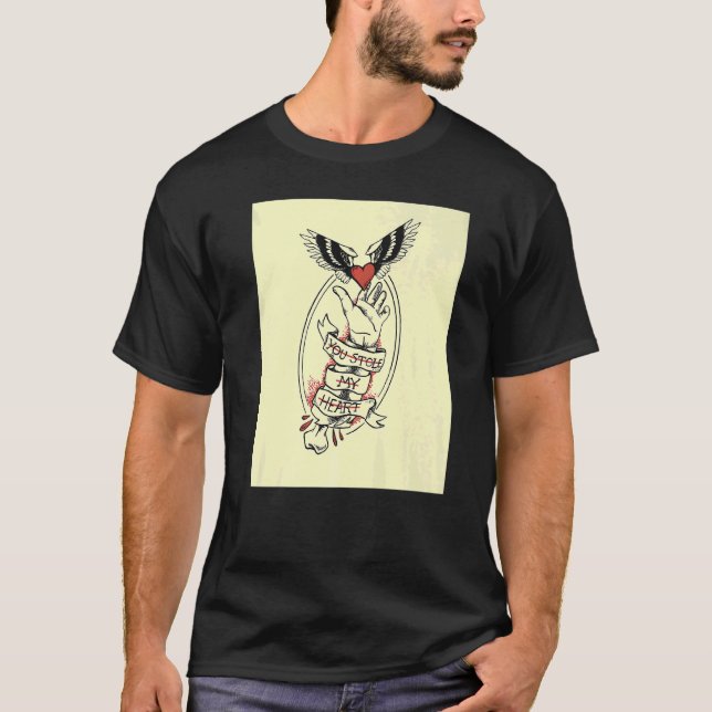 You Stole My Heart Zombie Hand T-Shirt (Front)
