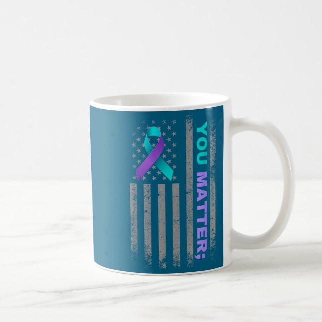 You Suicide Prevention Awareness American Flag Rib Coffee Mug (Right)