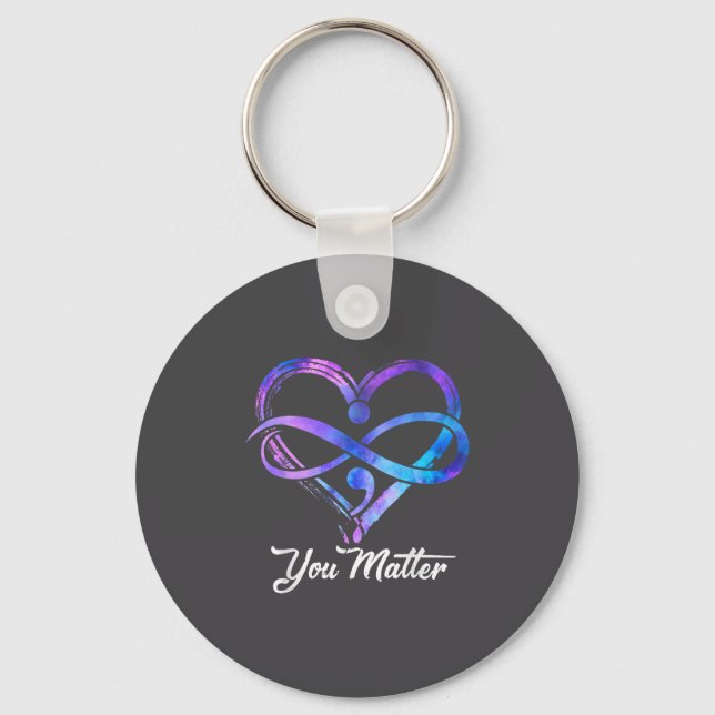 You Suicide Prevention Awareness Heart Men Women  Keychain (Front)