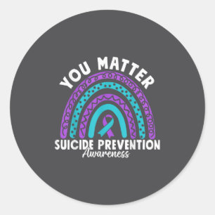 You Suicide Prevention Awareness Teal &amp; Purple Classic Round Sticker