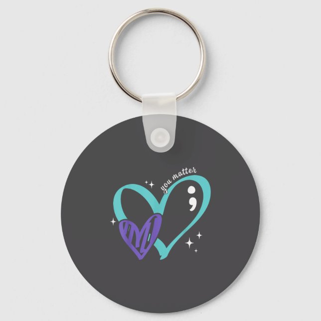 You Suicide Prevention Awareness Teal &amp; Purple Keychain (Front)