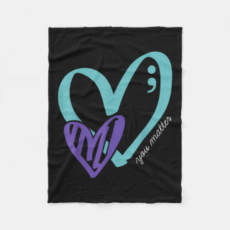 You Suicide Prevention Awareness Teal Purple Fleece Blanket
