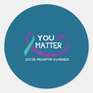 You Suicide Prevention Awareness Teal Purple Hand  Classic Round Sticker