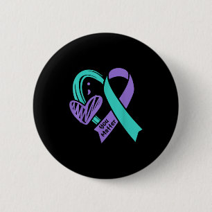 You Suicide Prevention Awareness Teal Purple Heart 2 Inch Round Button